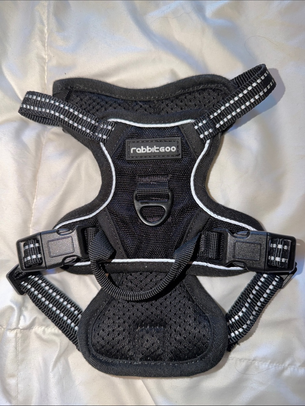 rabbitgoo Black Reflective Dog Harness - Secure Padded No-Pull Vest